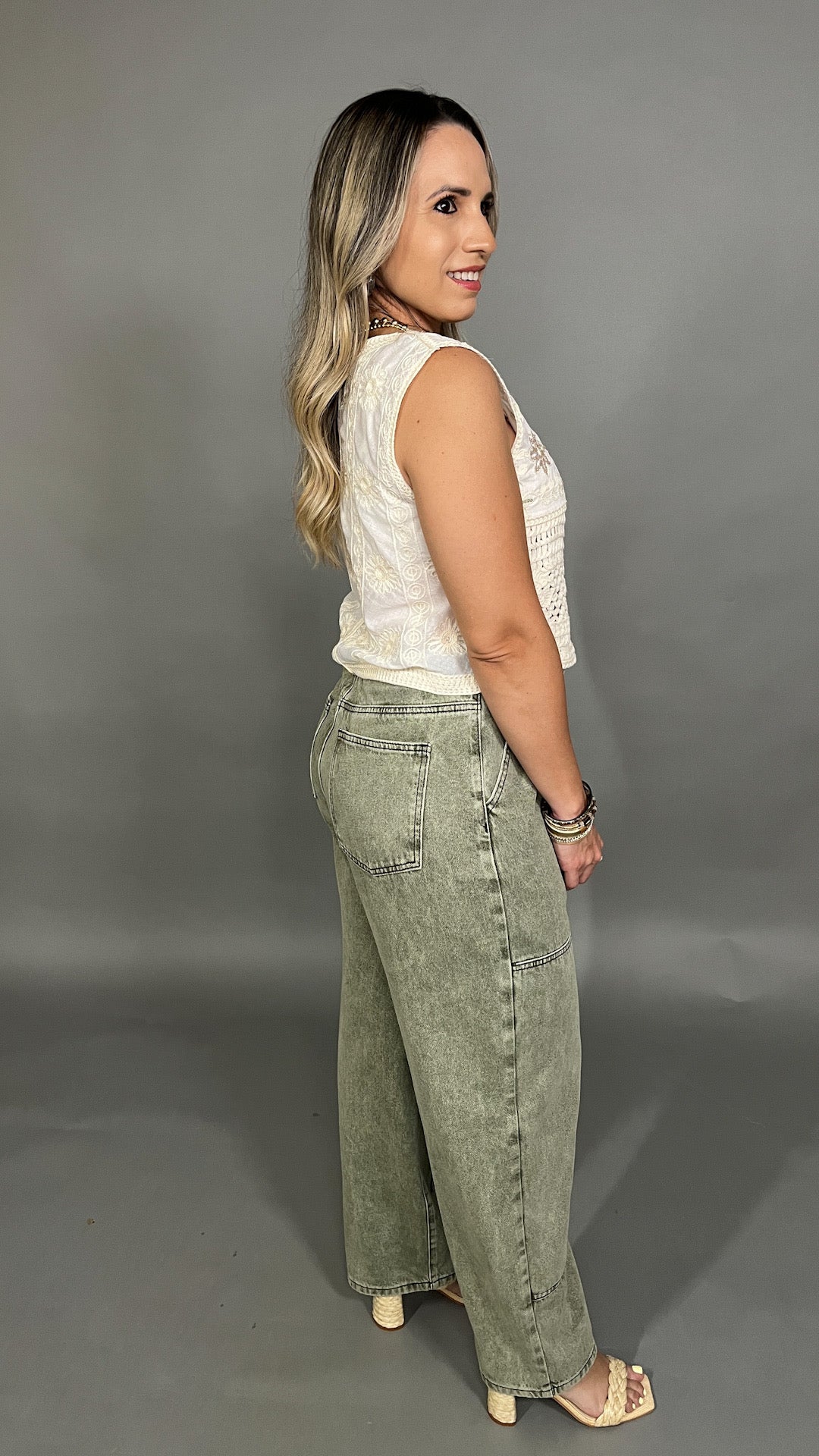 Barrel Olive Denim Pant