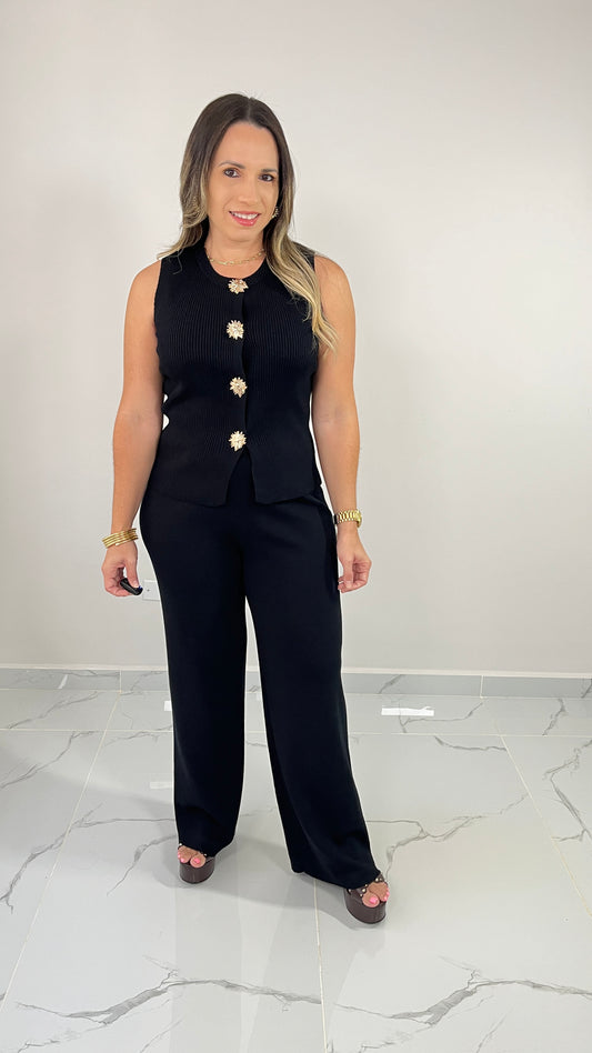 Button Detail Black Set