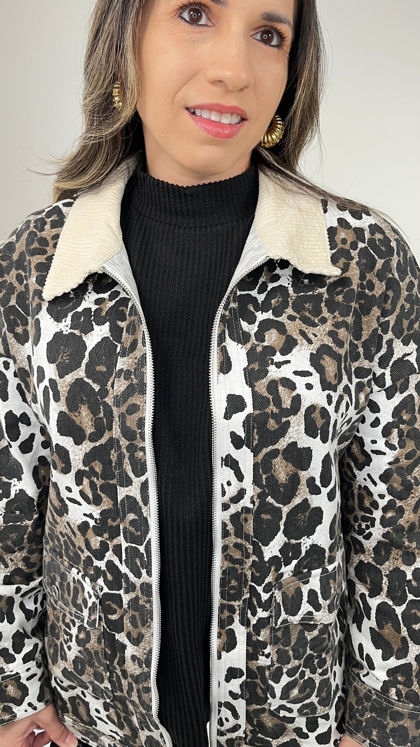 Denim Animal Print Jacket