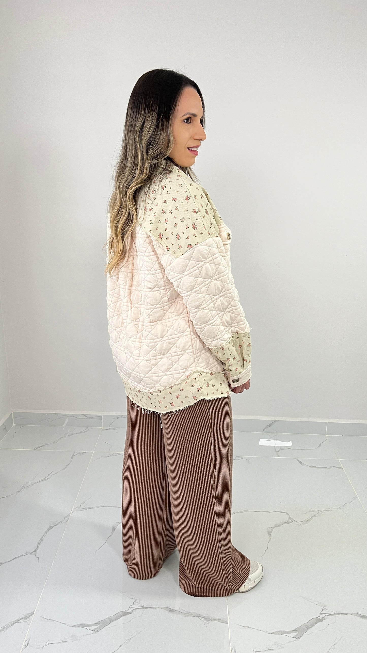 Denim Contrast Flower Jacket