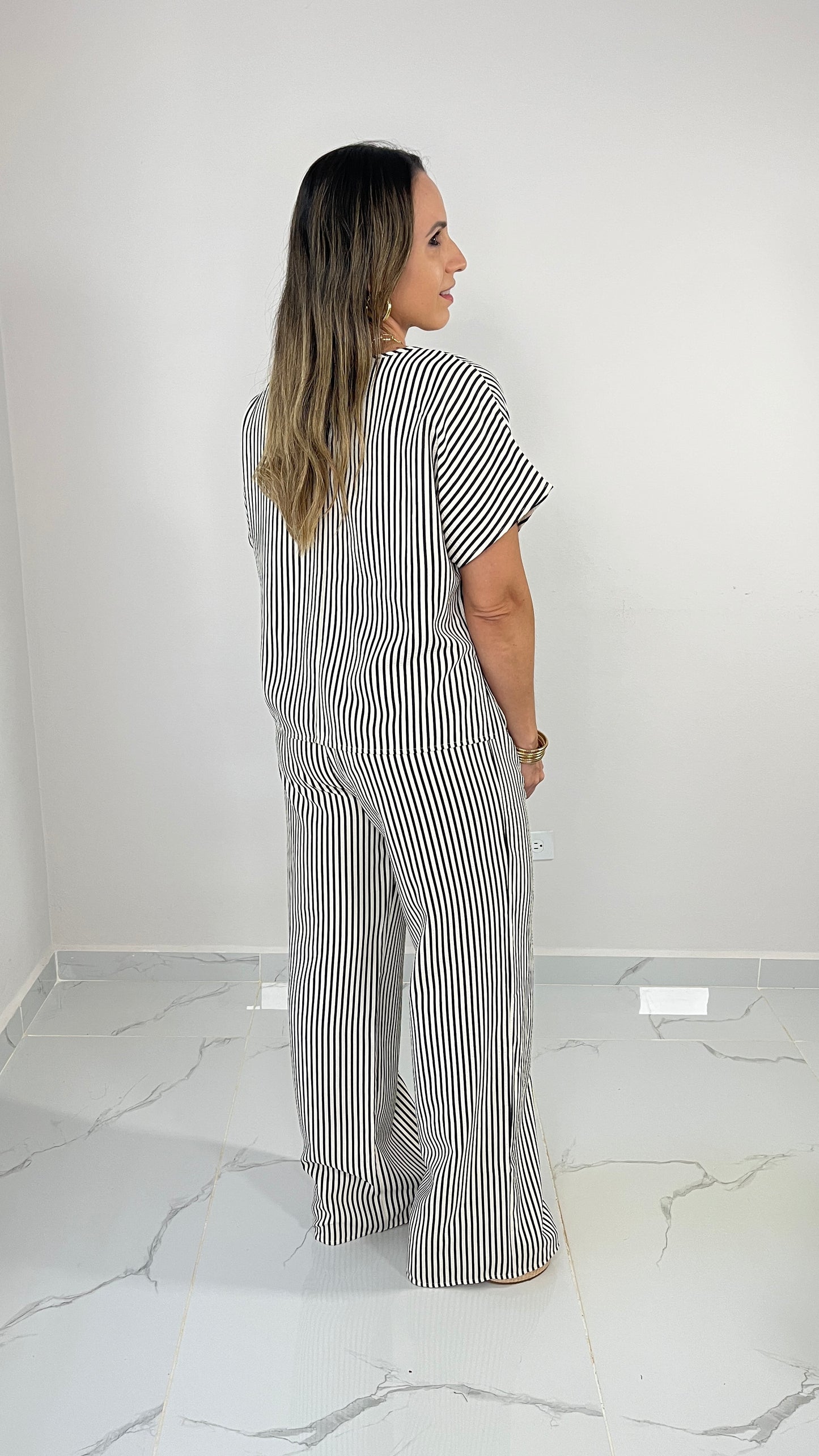 Striped Pant Set ( black)