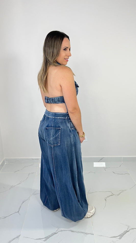 Washed Denim Jumpsuit