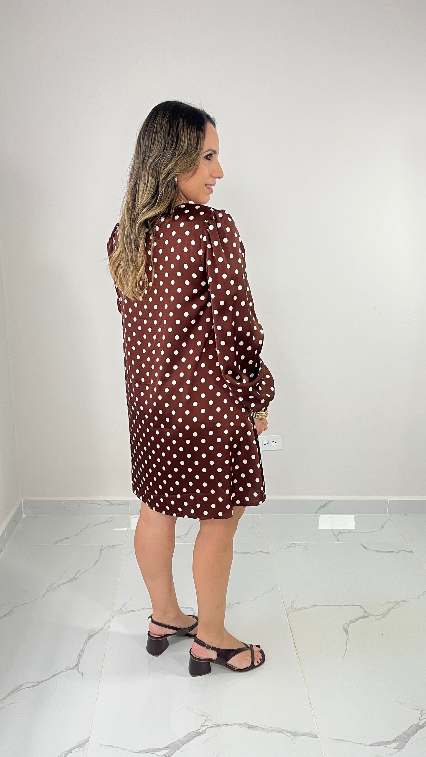 Polka Dots Dress ( brown)