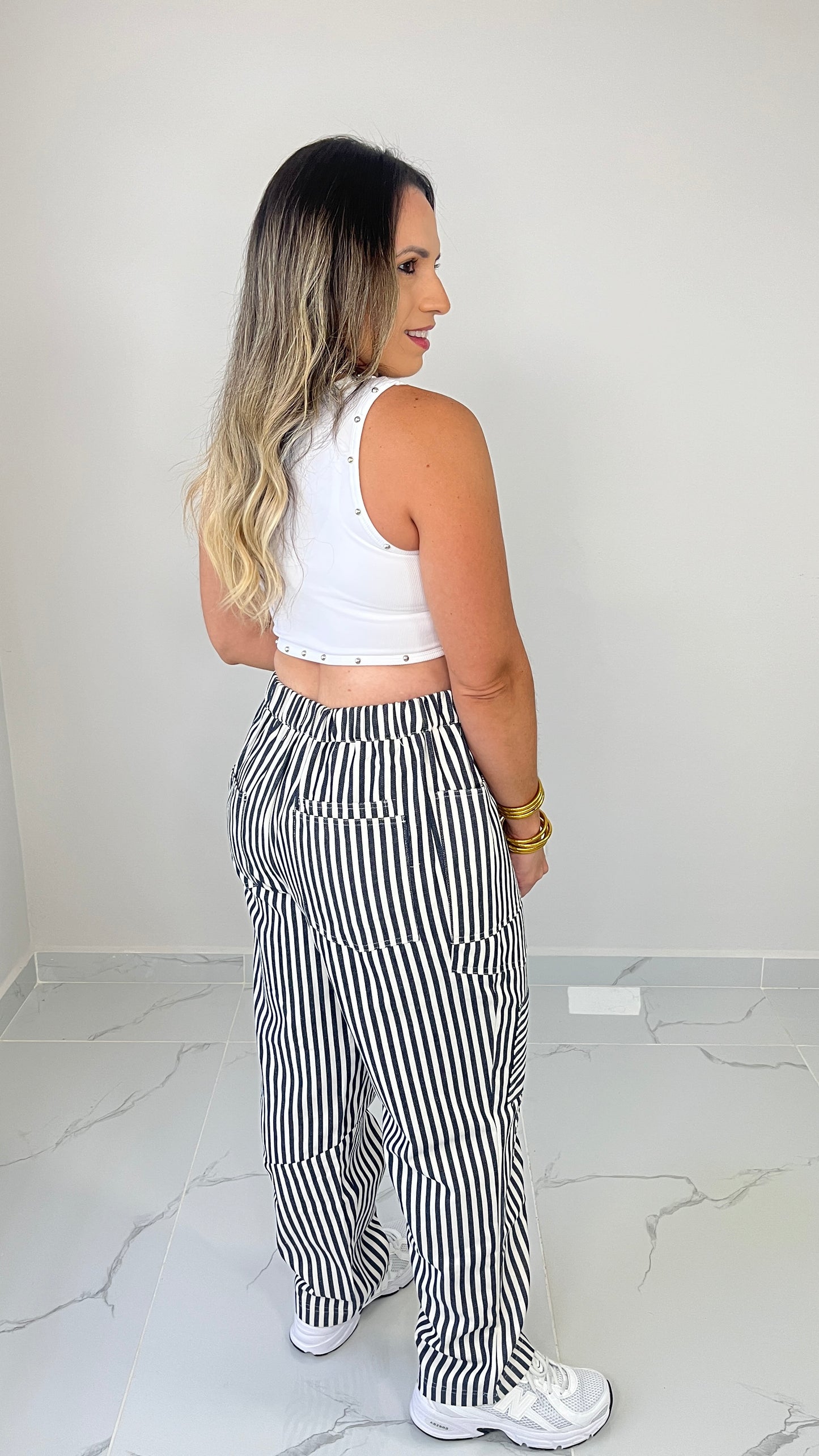 Navy Stripe Pant ( Oversized )