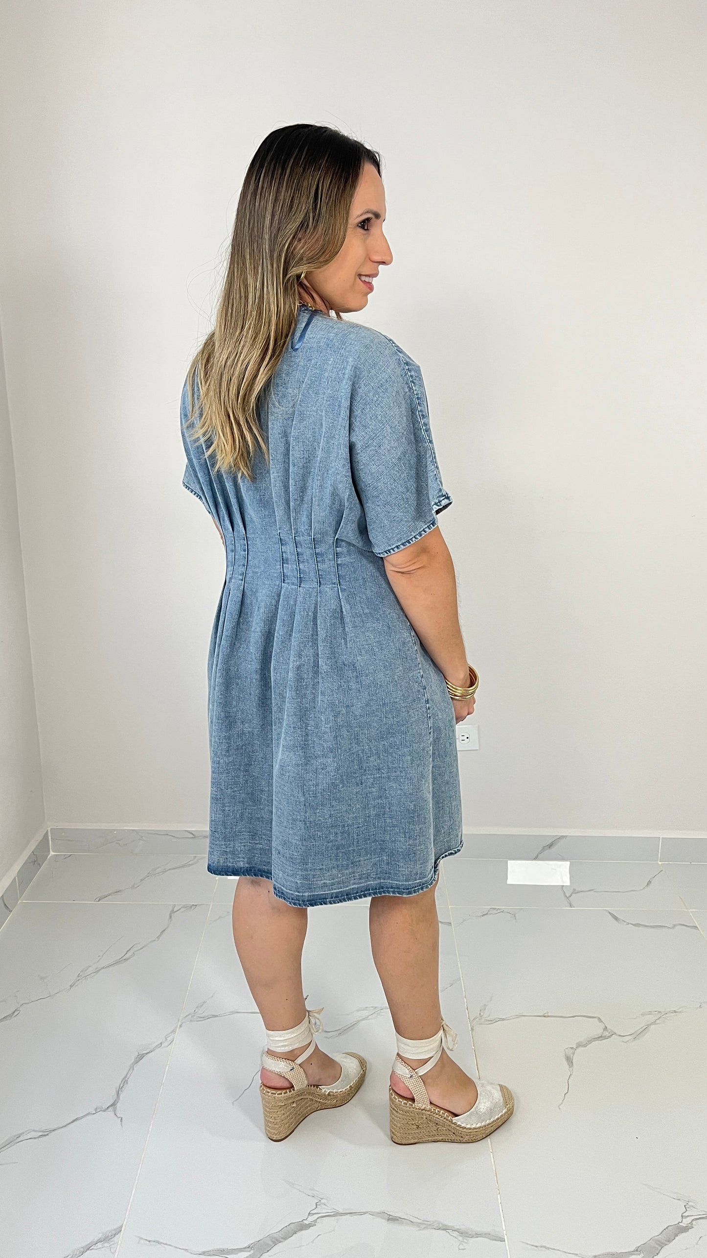 Washed Chambray Denim Dress