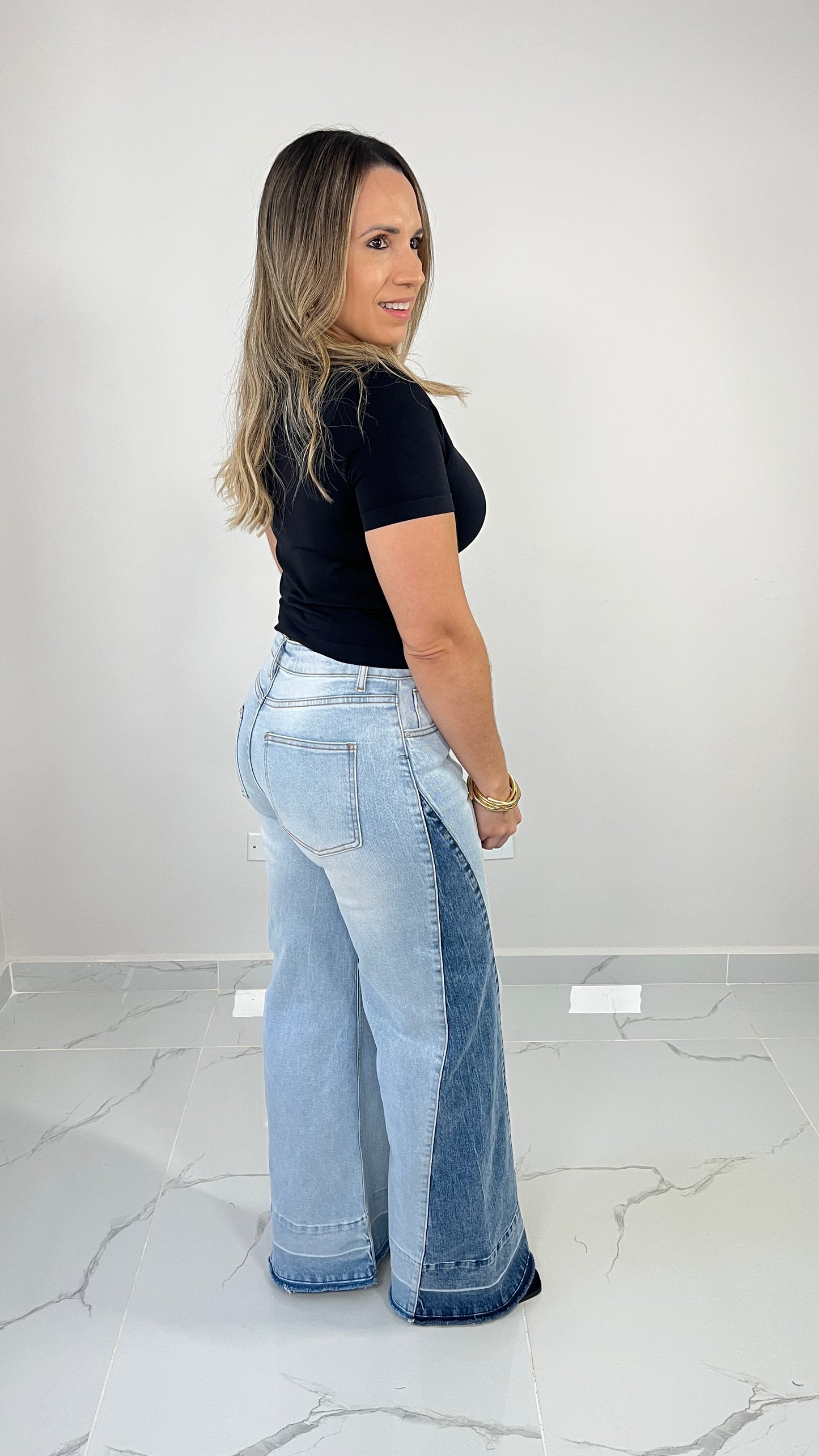 Color Block Denim Pant