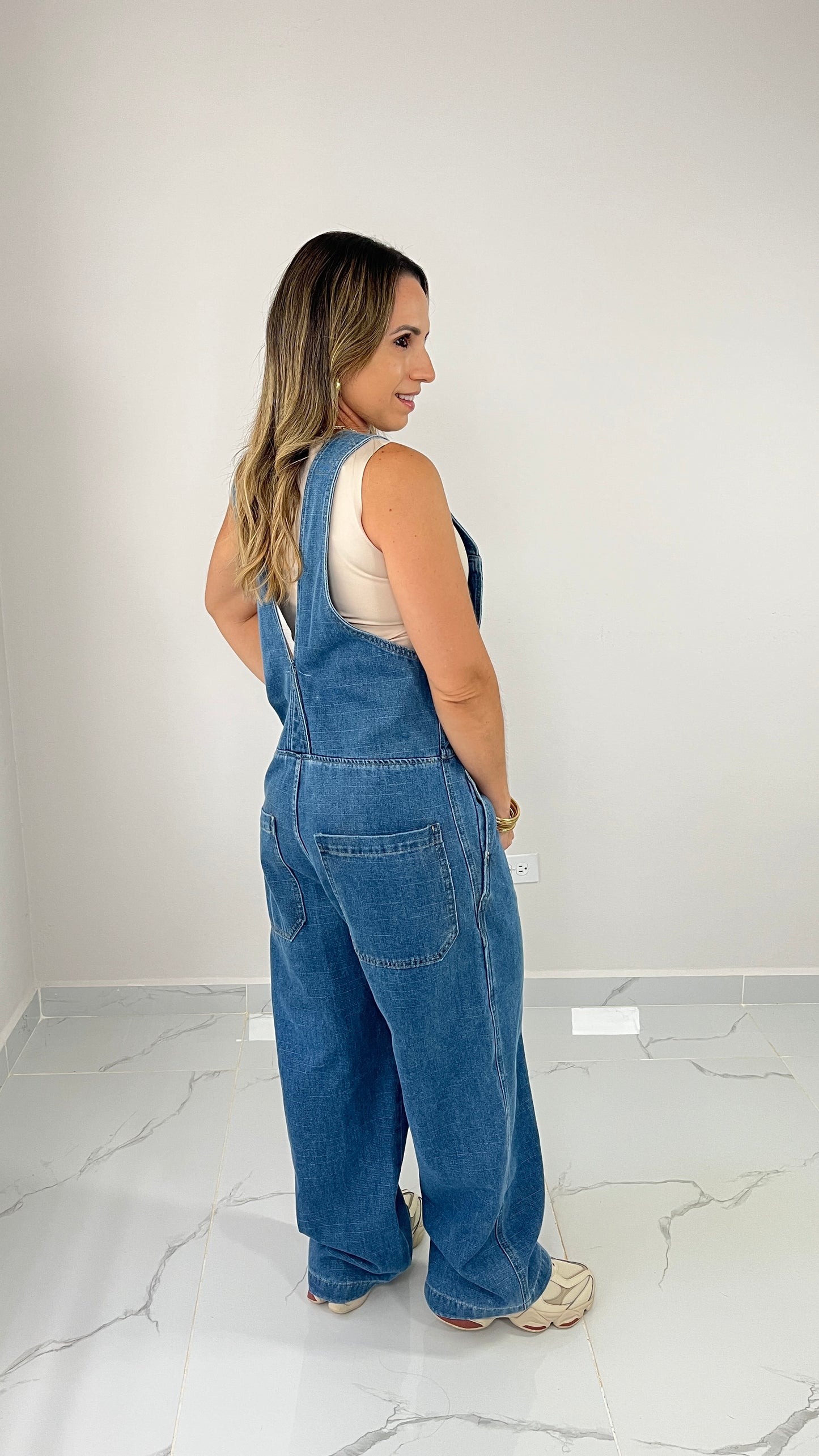 Zip Front Denim Overall