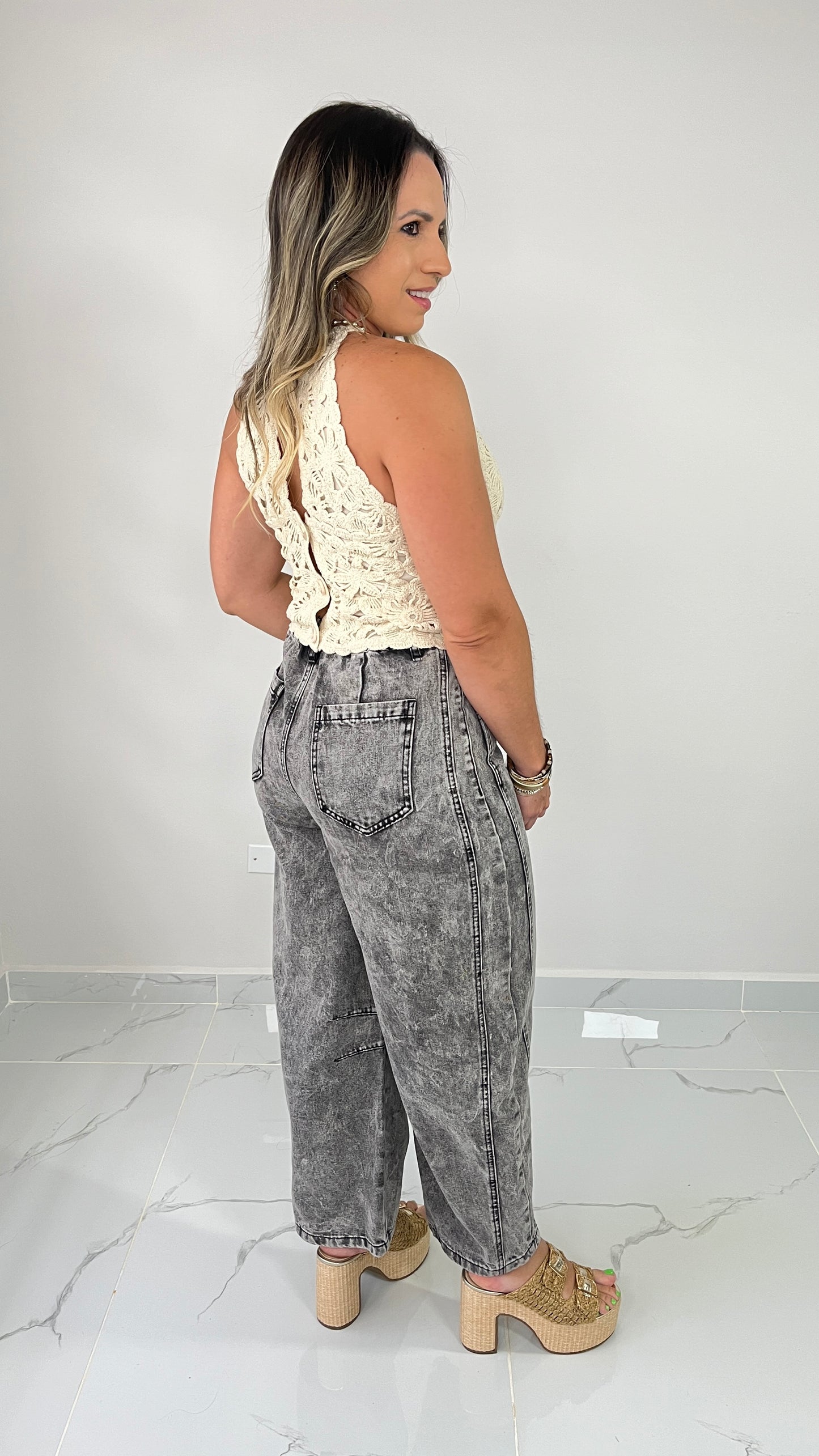 Black Washed Denim Pant