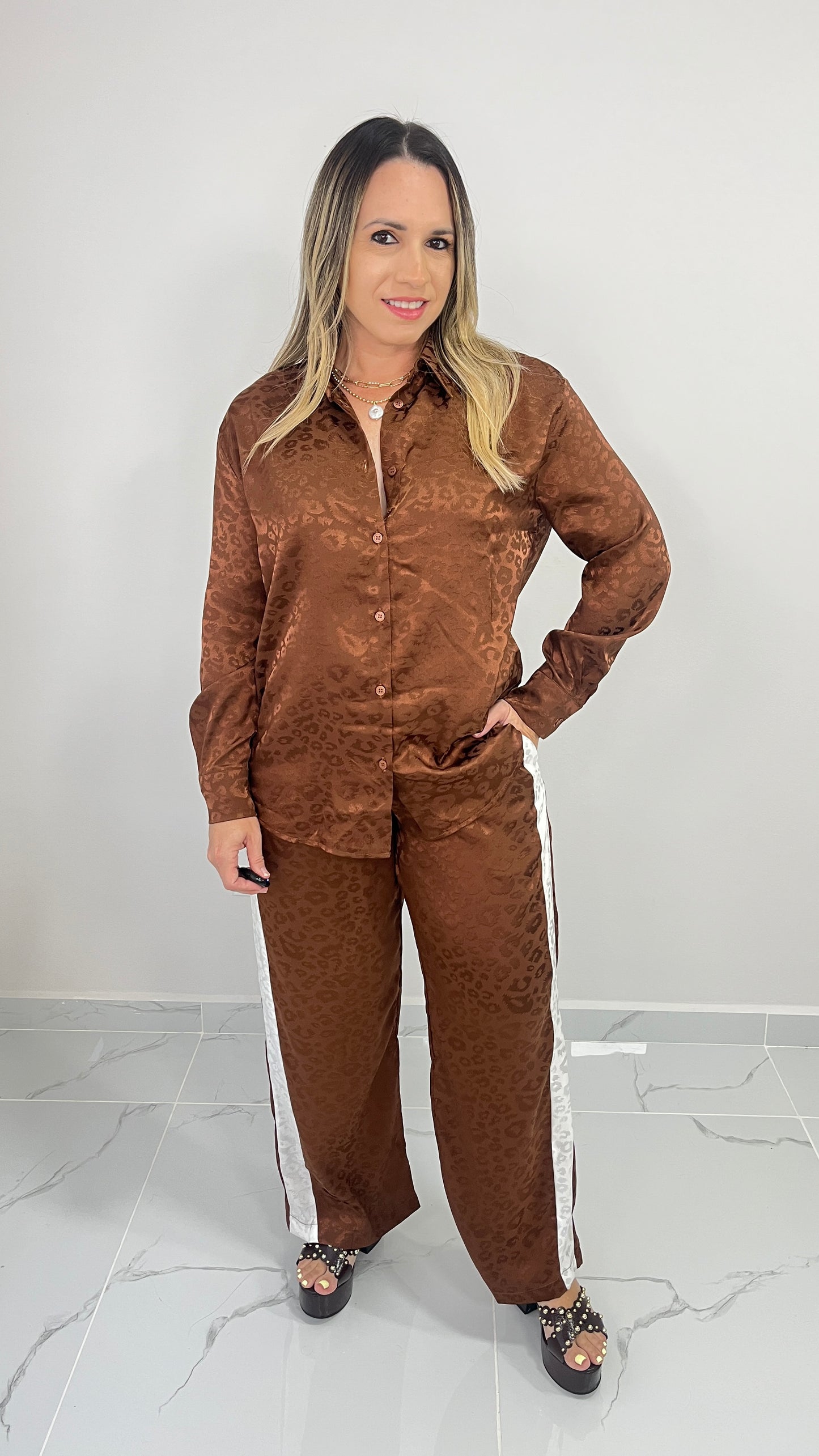 Brown Contrast Print Set