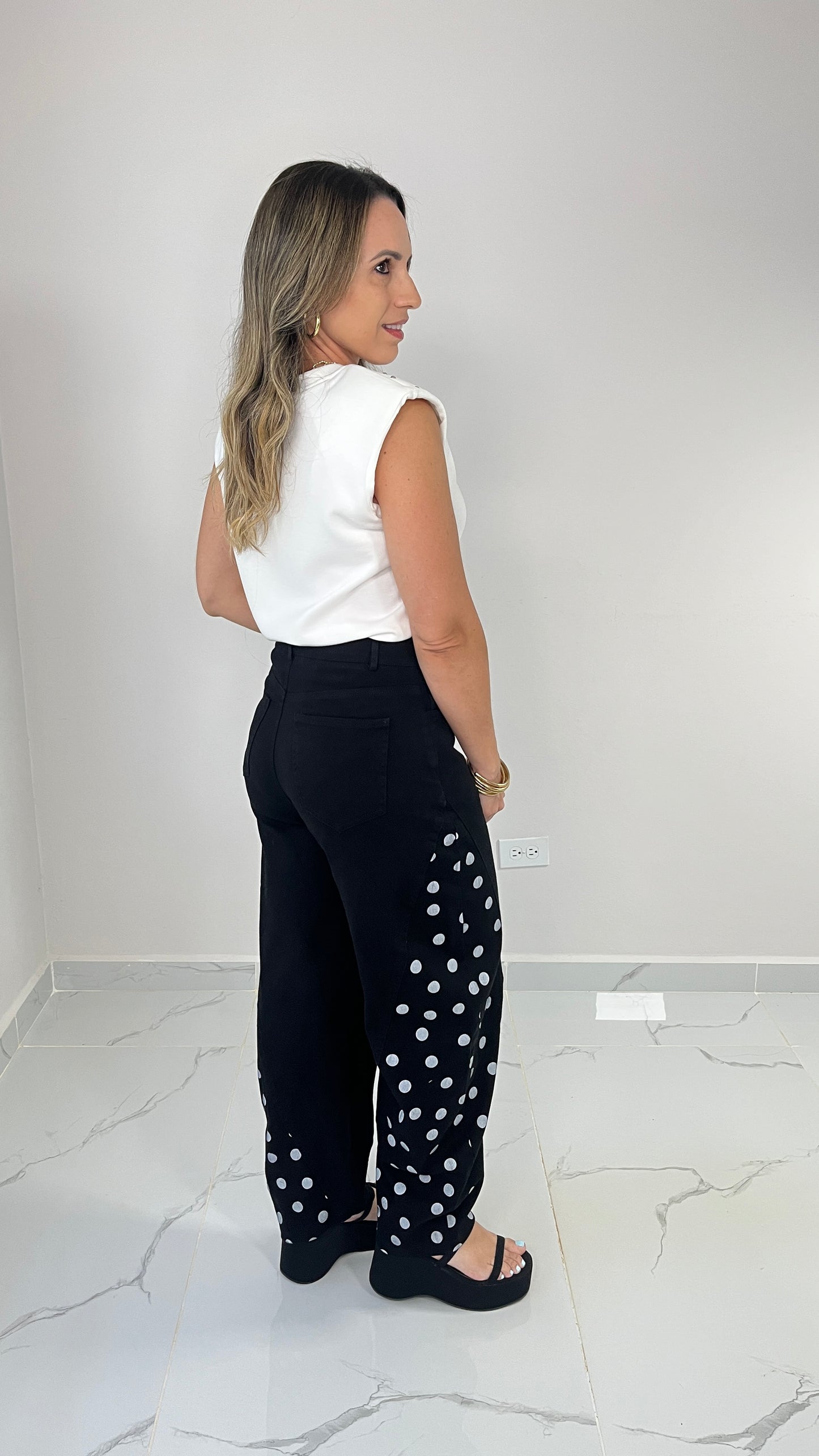 Contrast Barrel Pant (black)