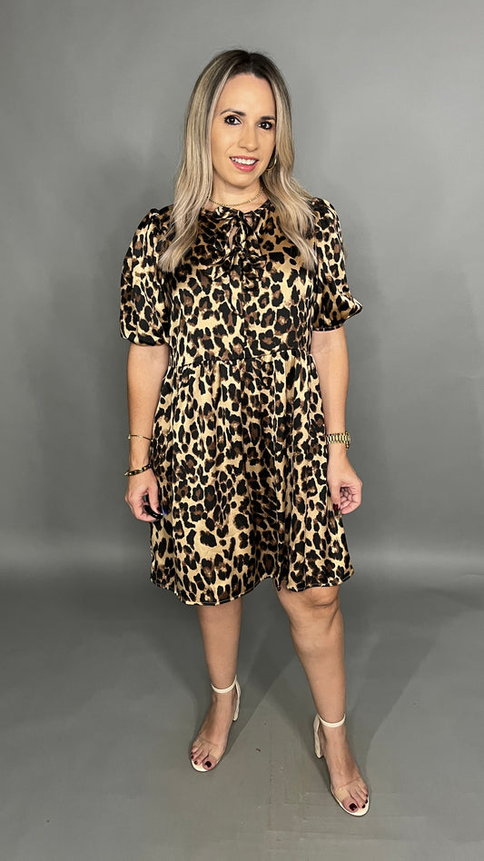 Leopard Satin Dress