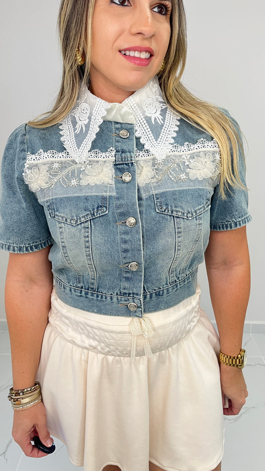 Lace/ Denim Vest Top