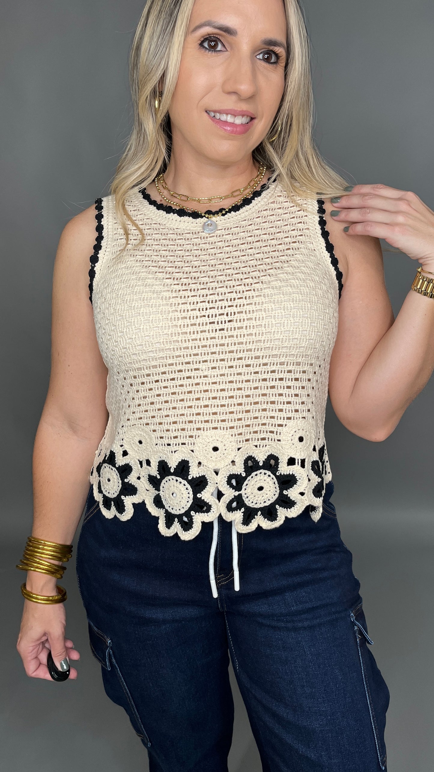 Cream Crochet Top