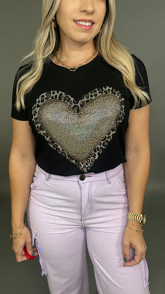 Rhinestone Heart Tshirt