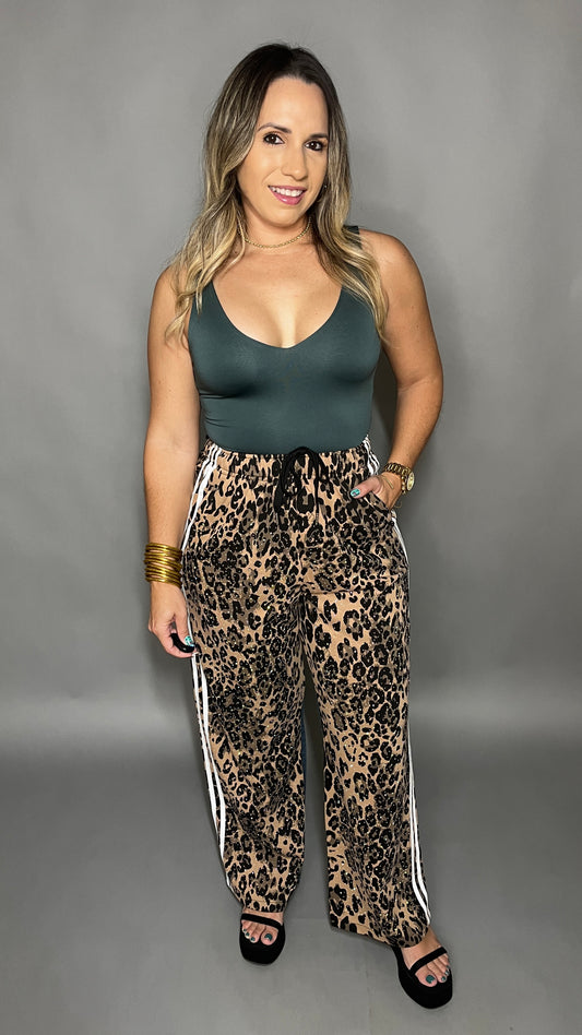 Leopard Rhinestone Denim Pant