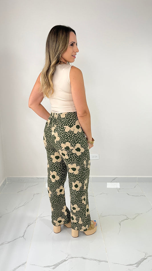 Olive Floral Pant