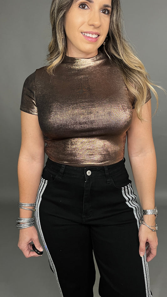 Metallic Bronze Crop Top