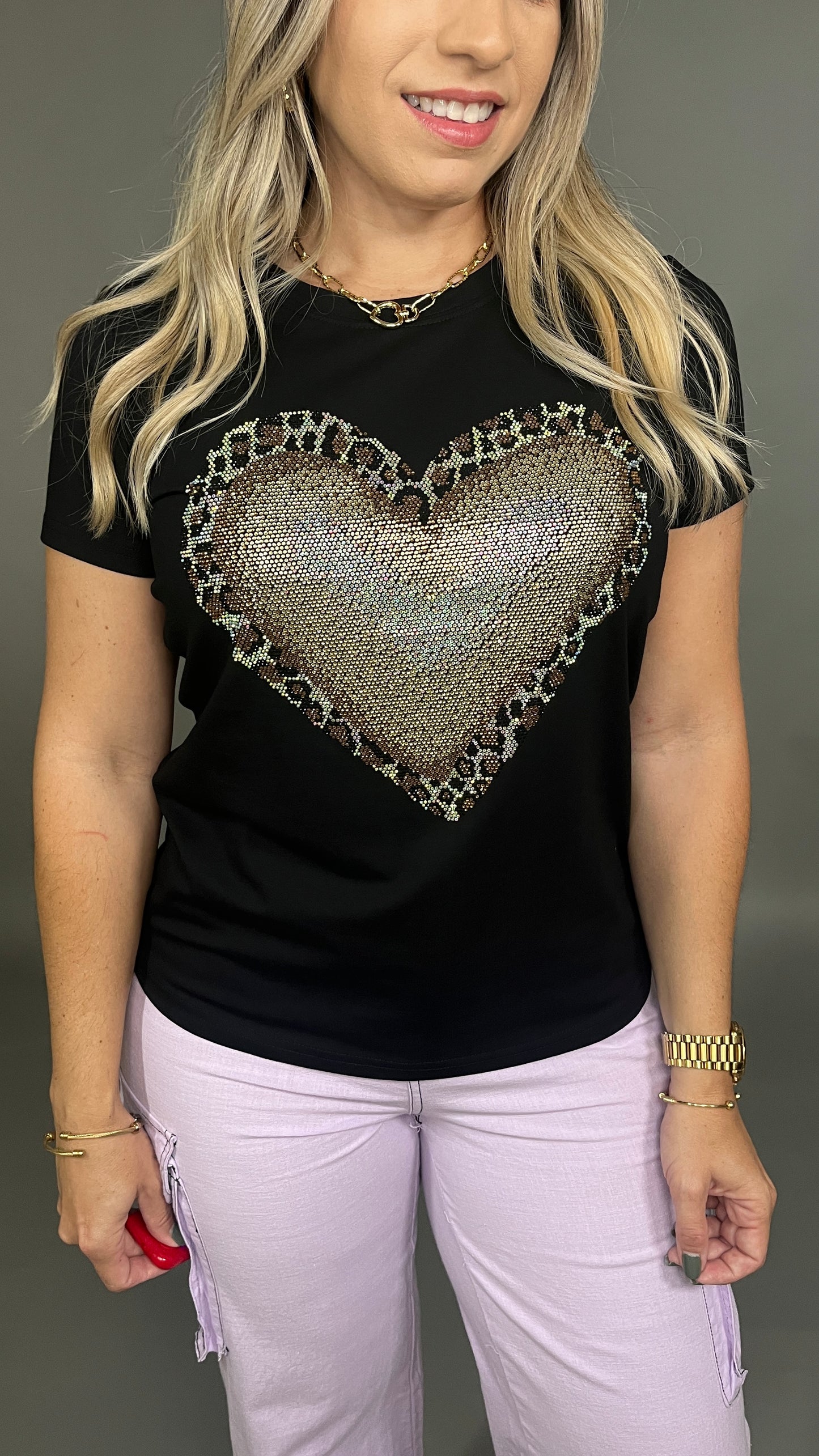 Rhinestone Heart Tshirt