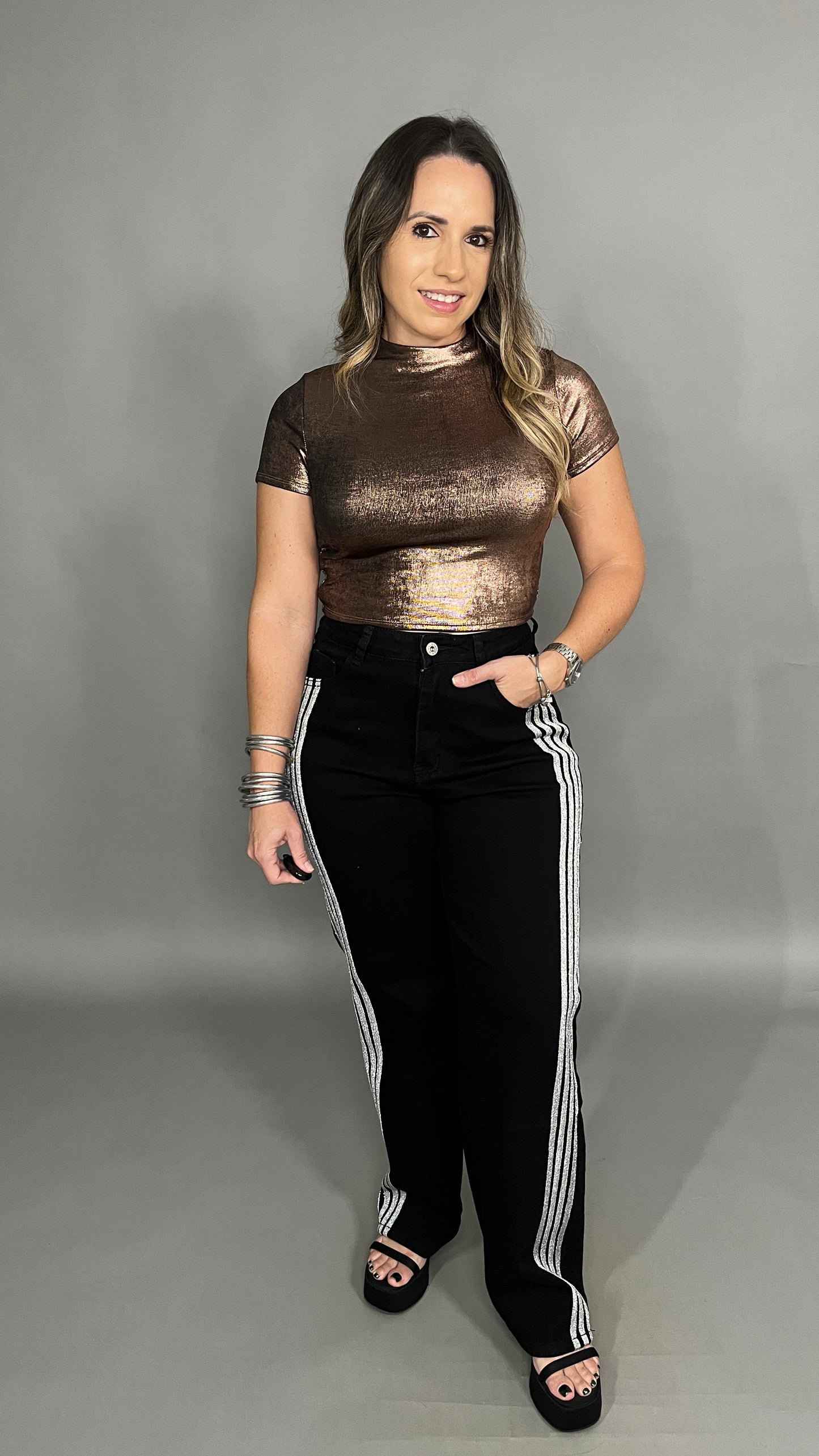 Metallic Bronze Crop Top