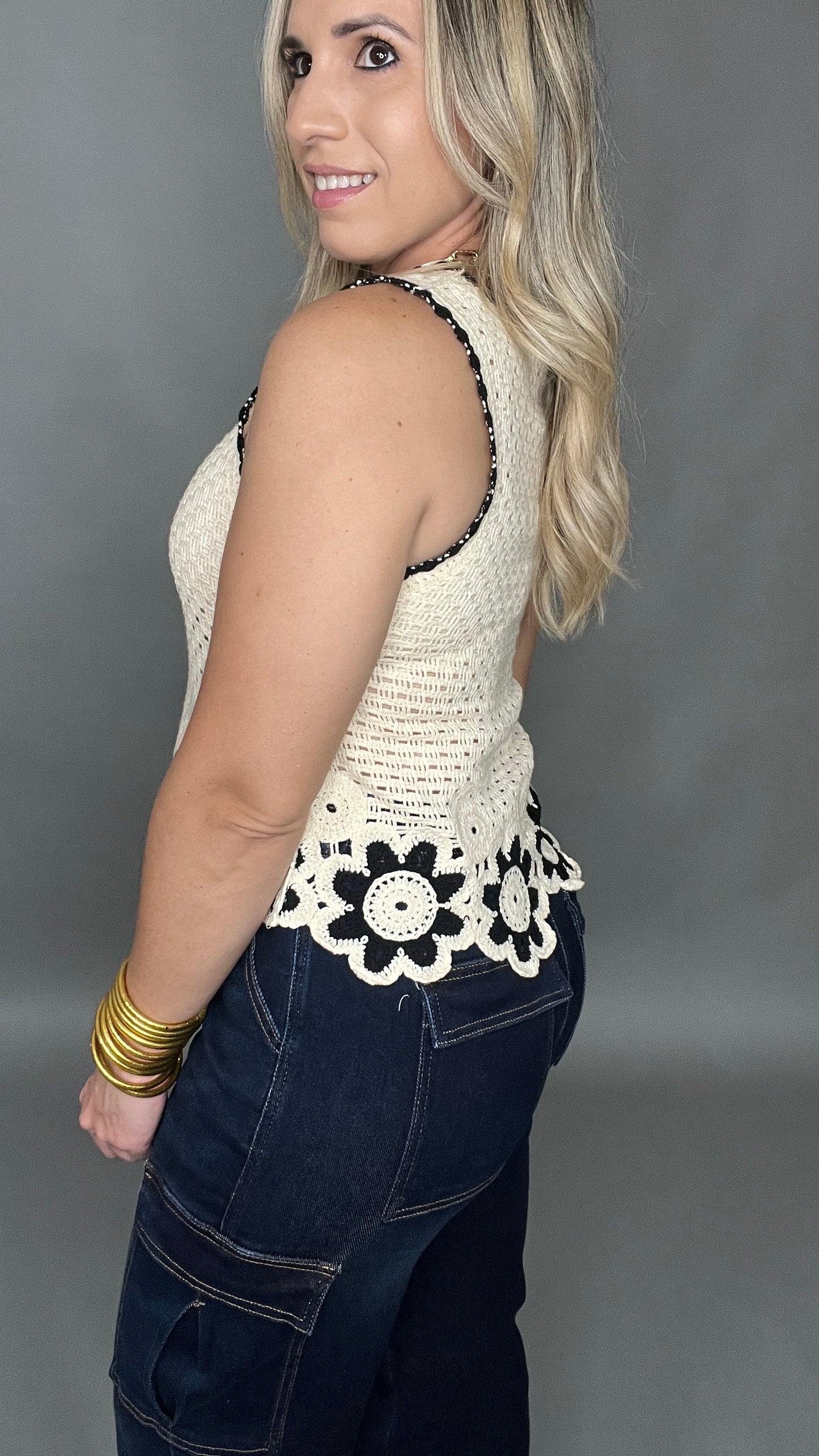 Cream Crochet Top