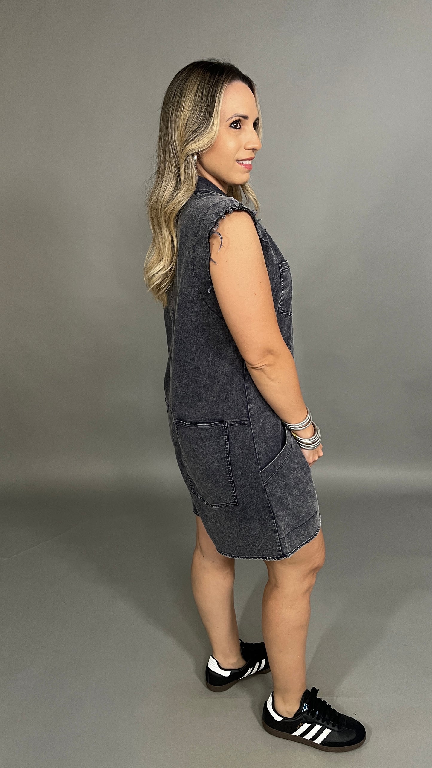 Dark Blue Denim Romper