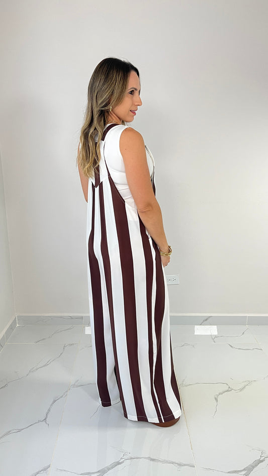 Striped Brown Overall
