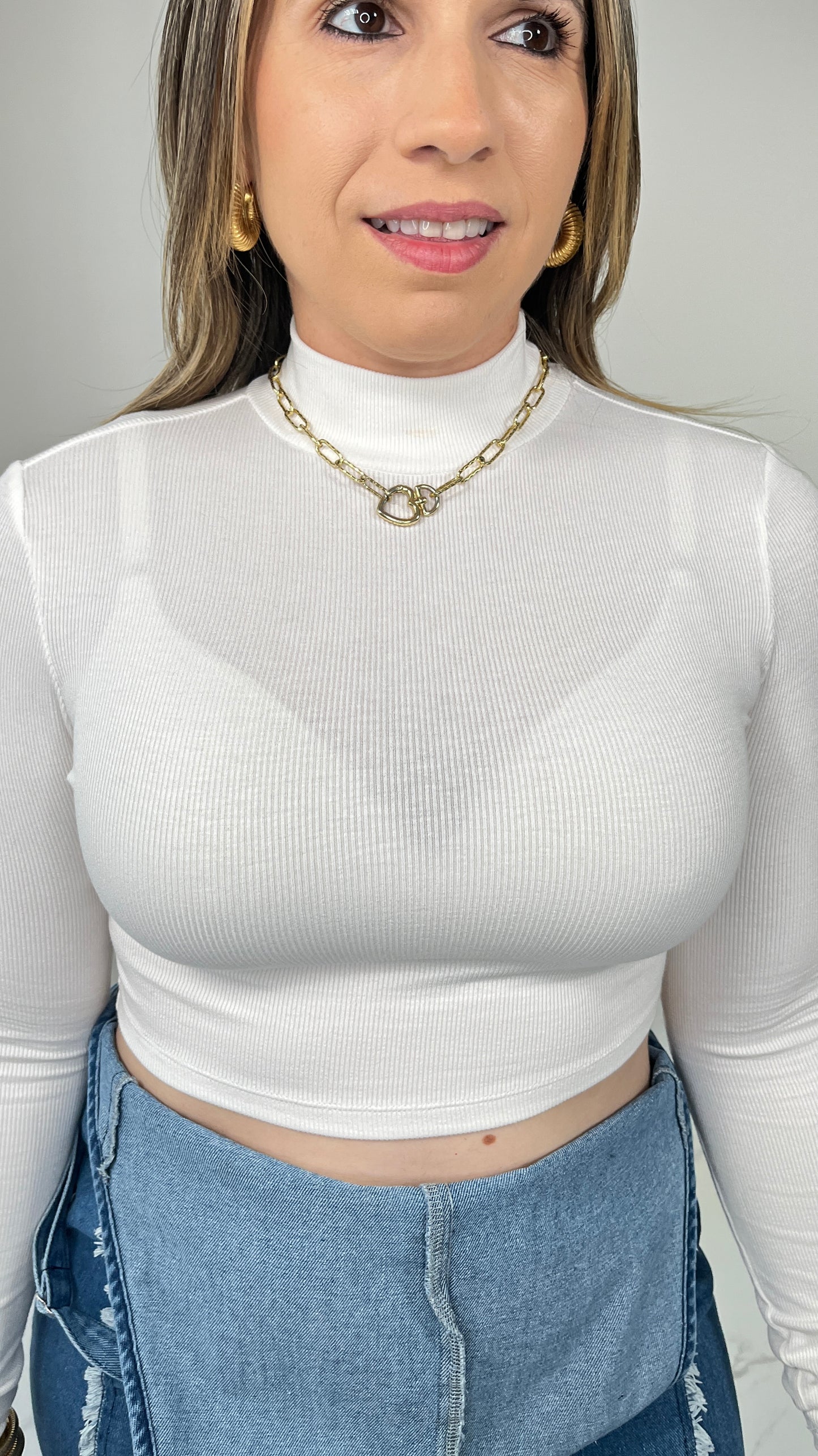 Ivory Mock Neck Crop Top