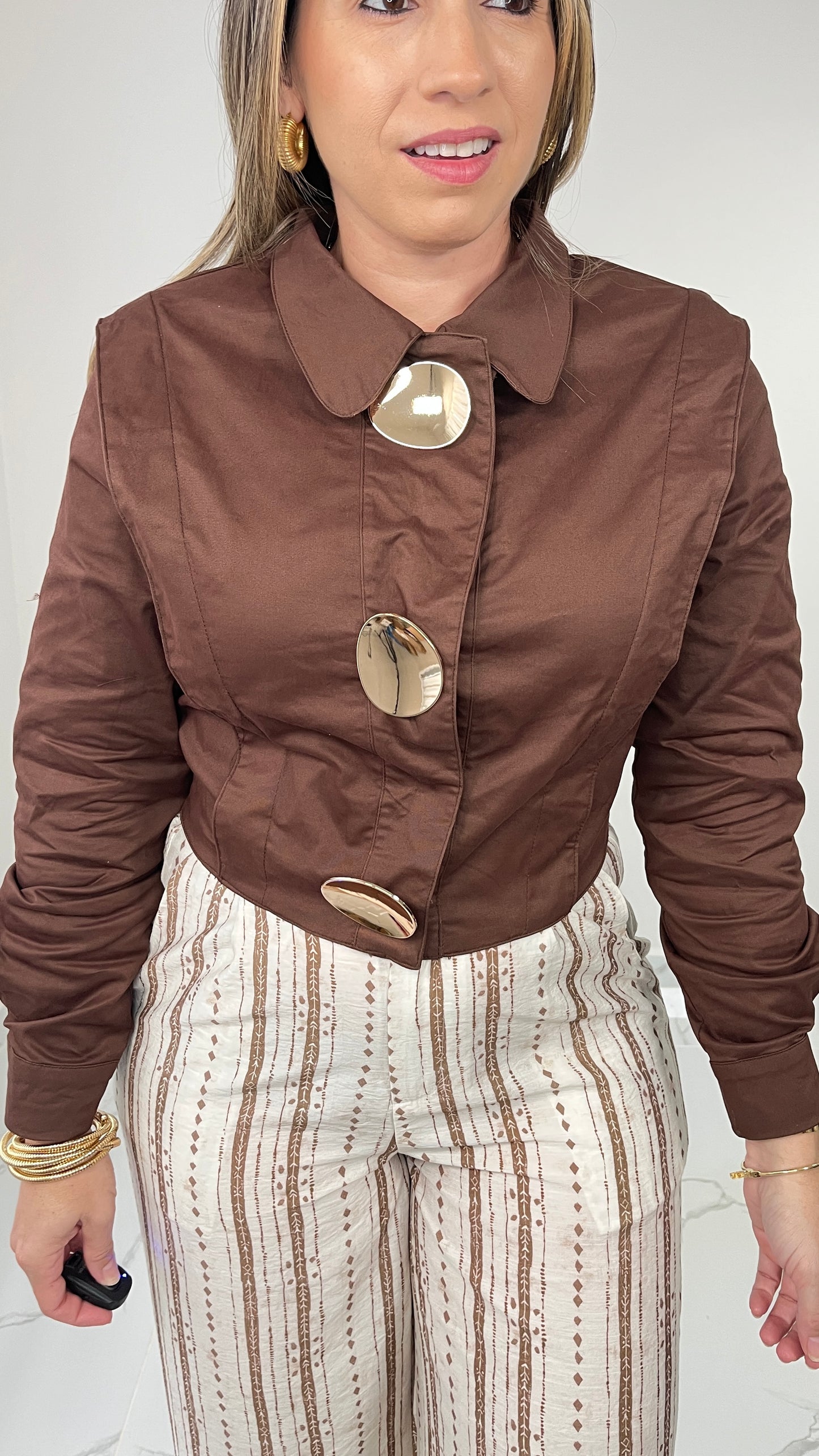 Chocolate Big Buttons Top