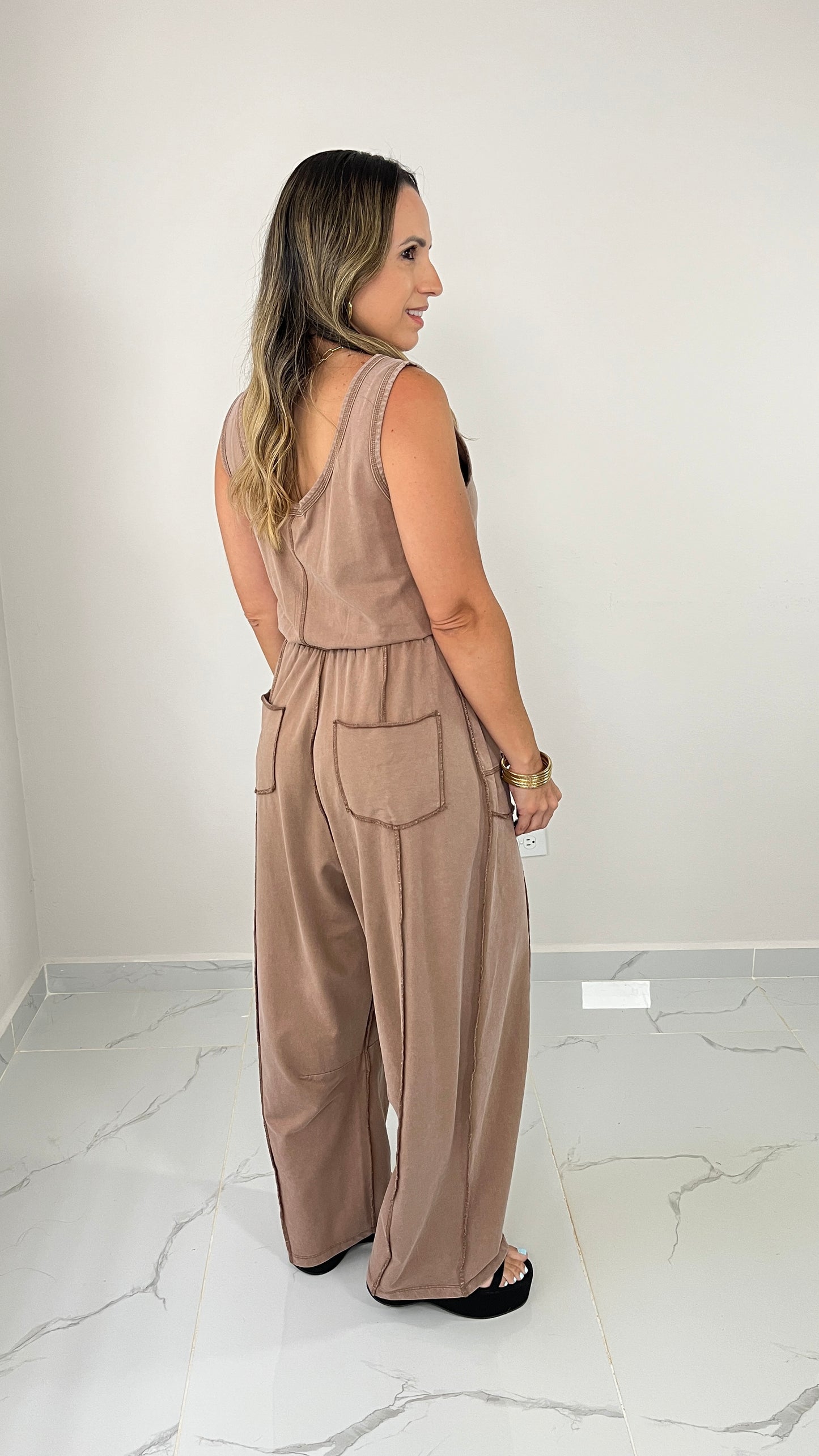 Brown Pocket Jumpsuit