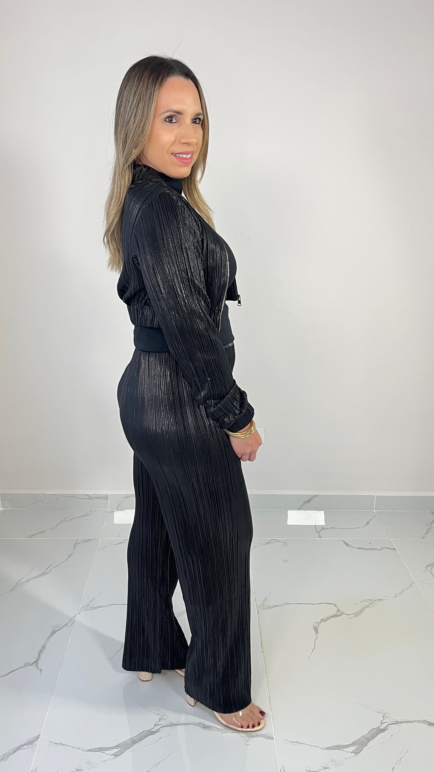 Metallic Black Plisse Set ( leer descripción)
