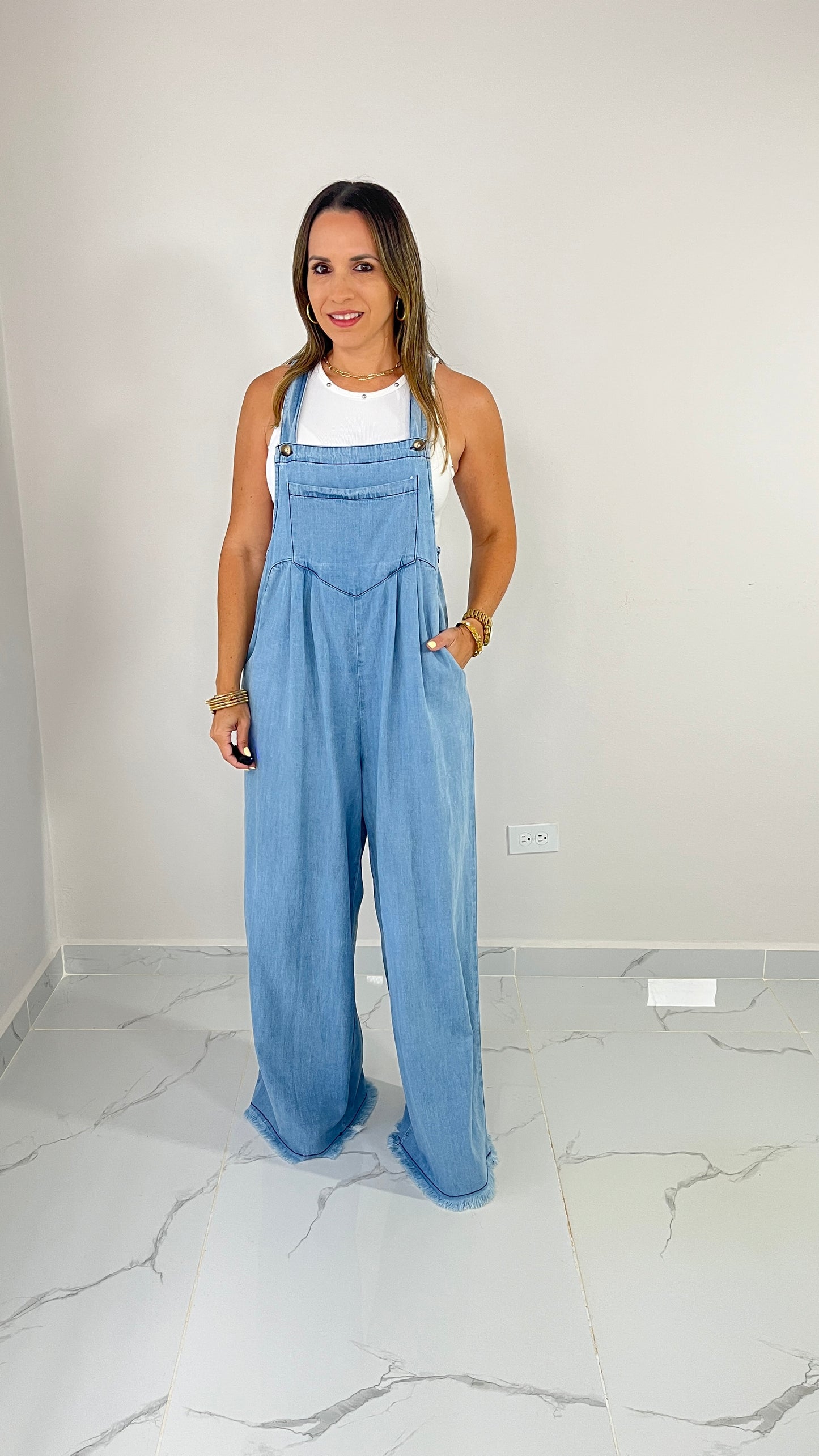 Denim Wide Leg Overall