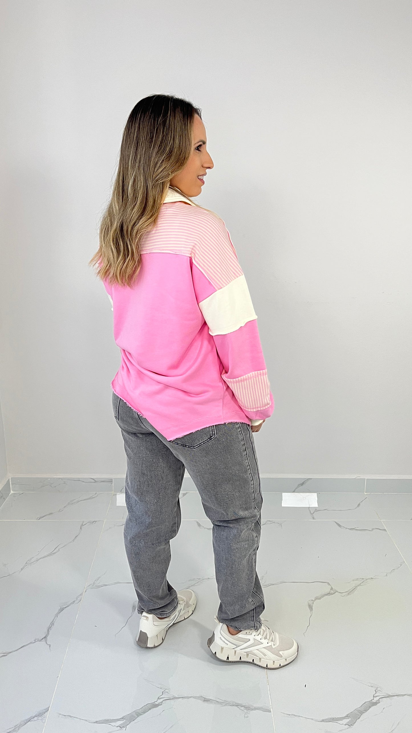Color Block Oversize Top (Pink)