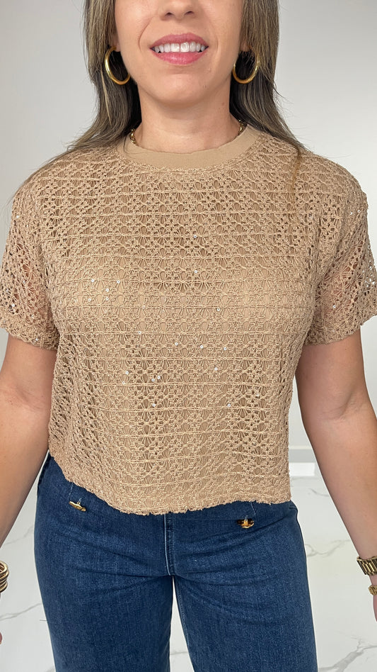 Khaki Crochet Top