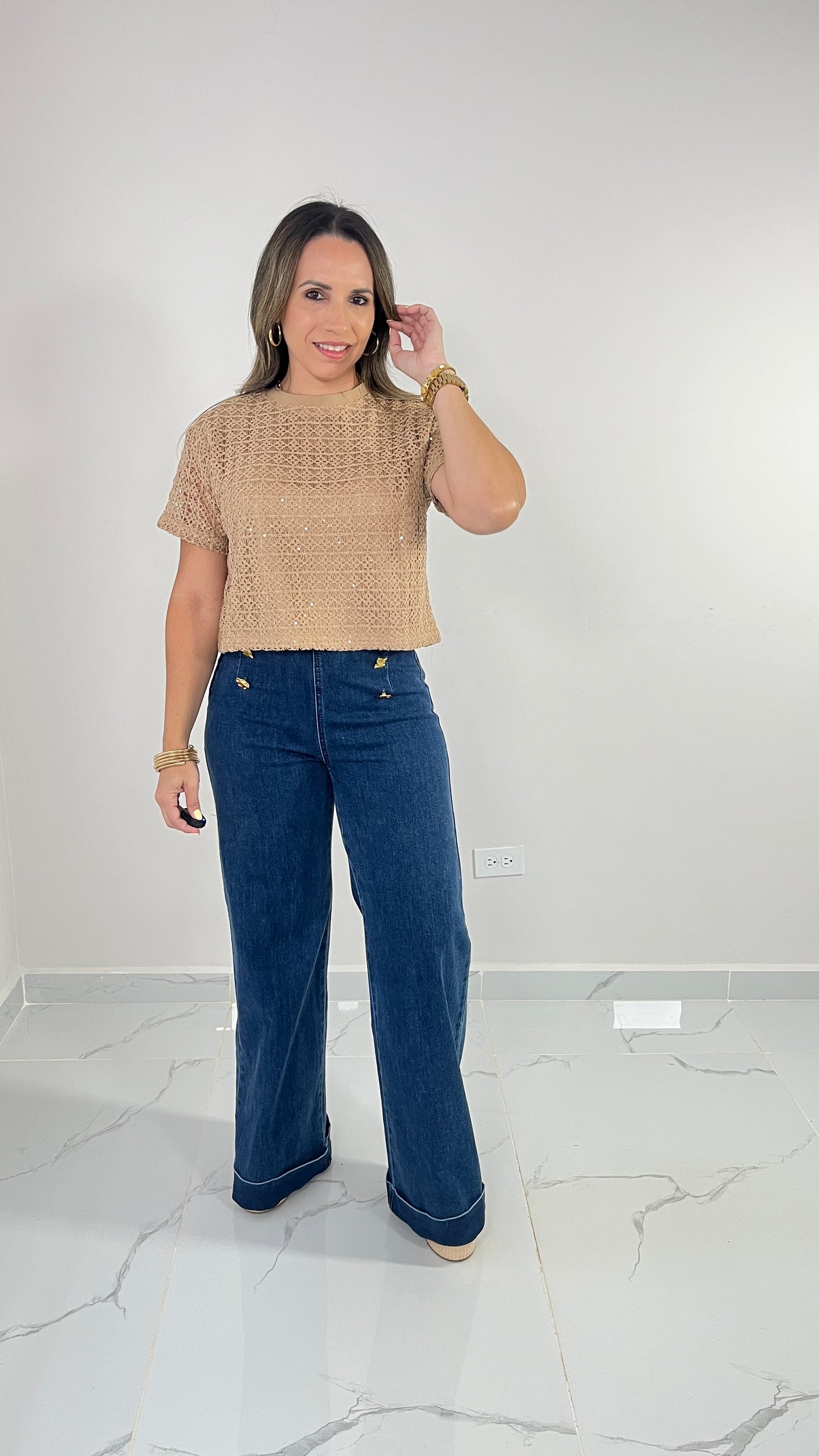Khaki Crochet Top