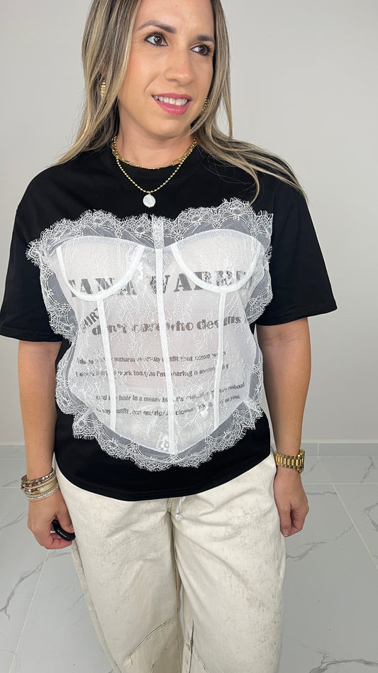 Lace Tshirt Over Size