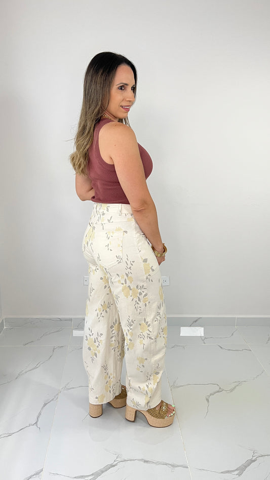 Denim Ivory Barrel Pant