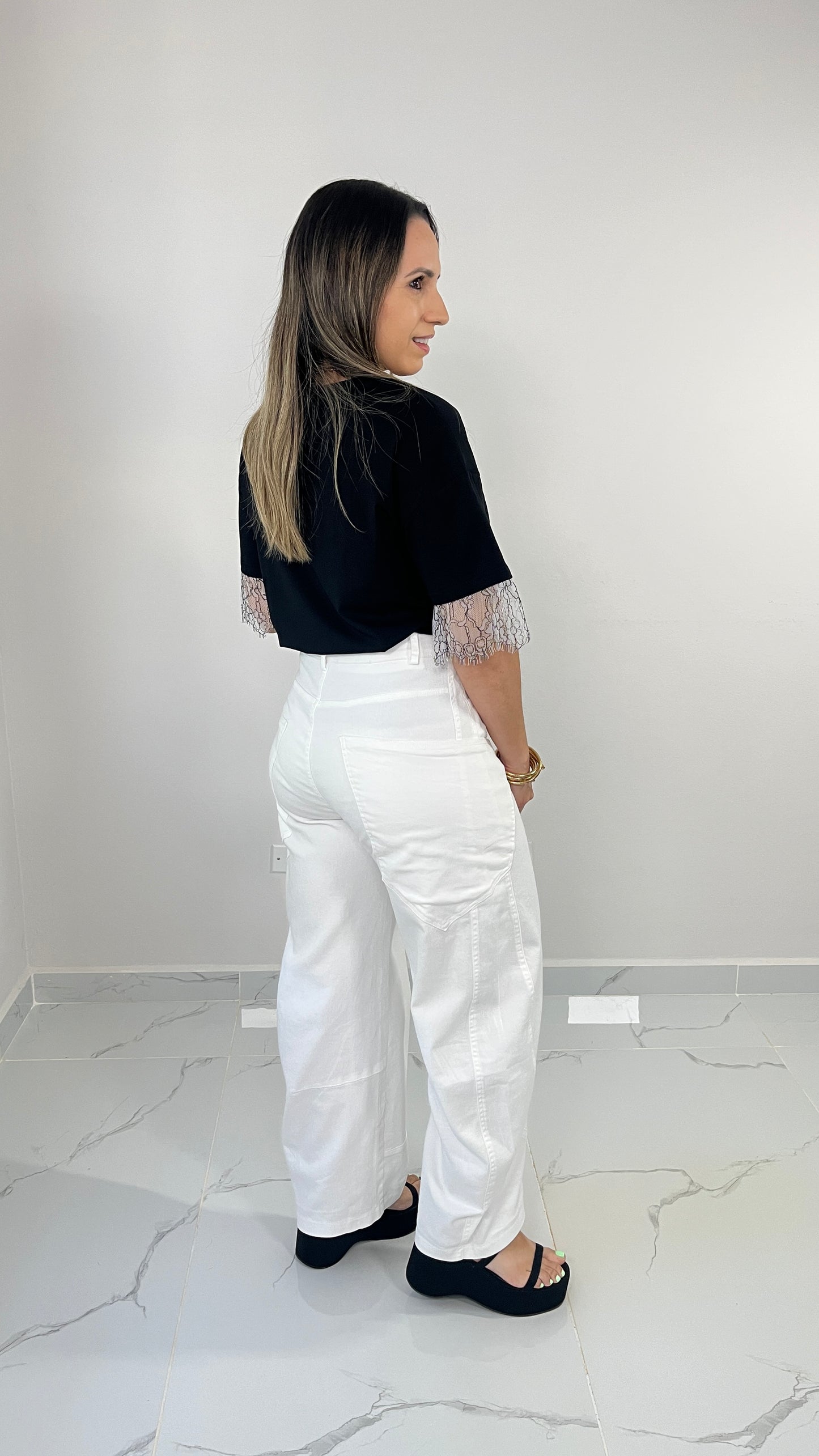 White Barrel Denim Pant