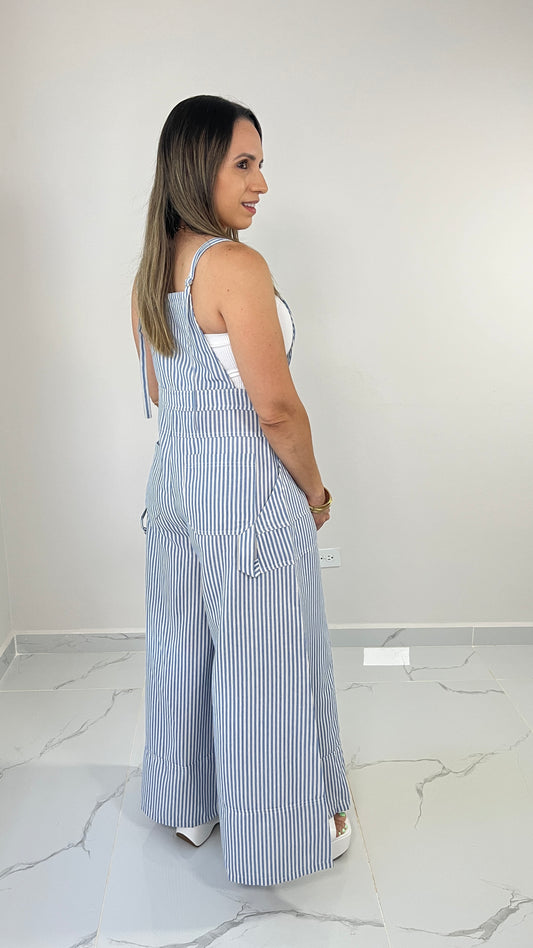 Striped Blue Overall