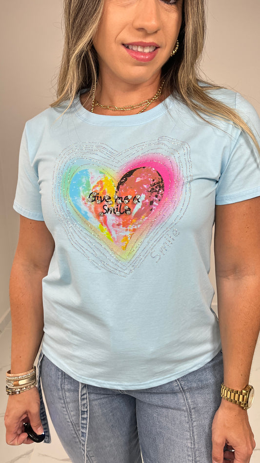 Rhinestones Blue T-Shirt