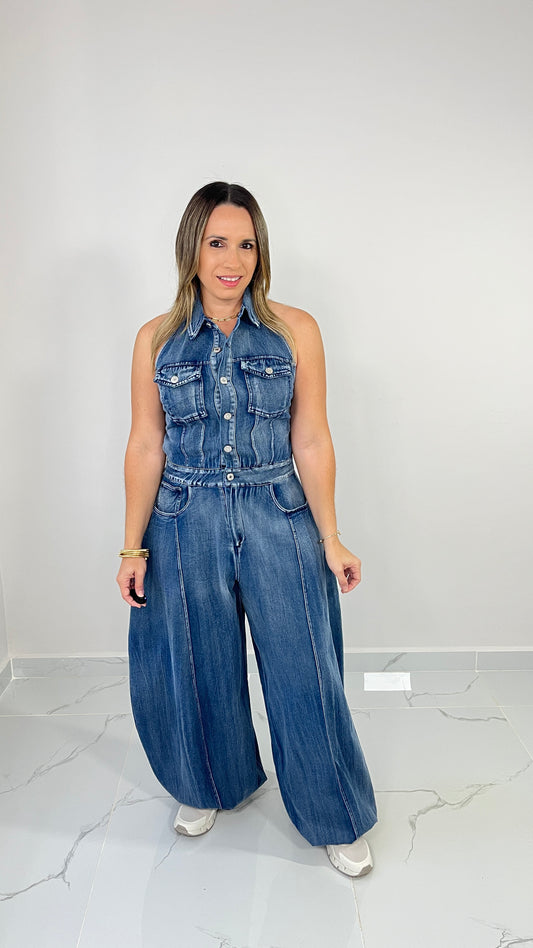 Washed Denim Jumpsuit