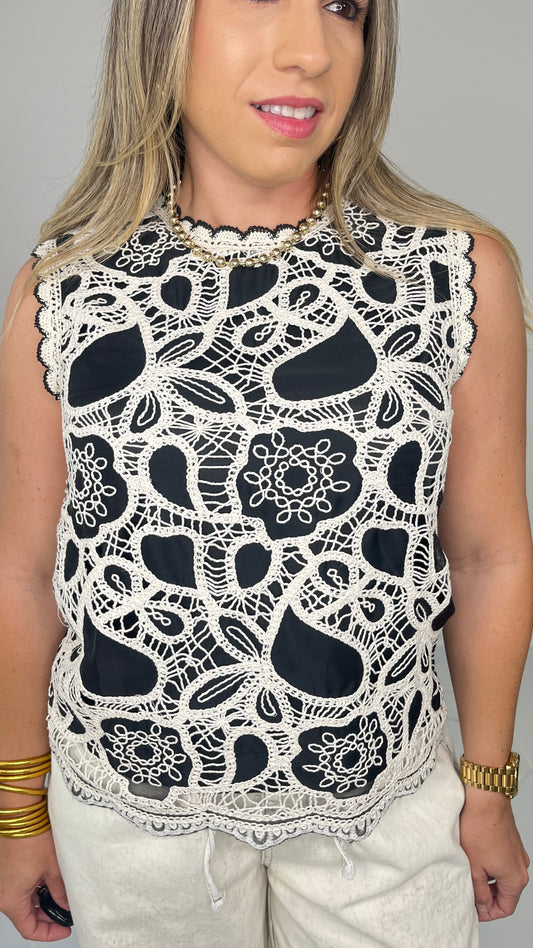 Embroidery Black Blouse