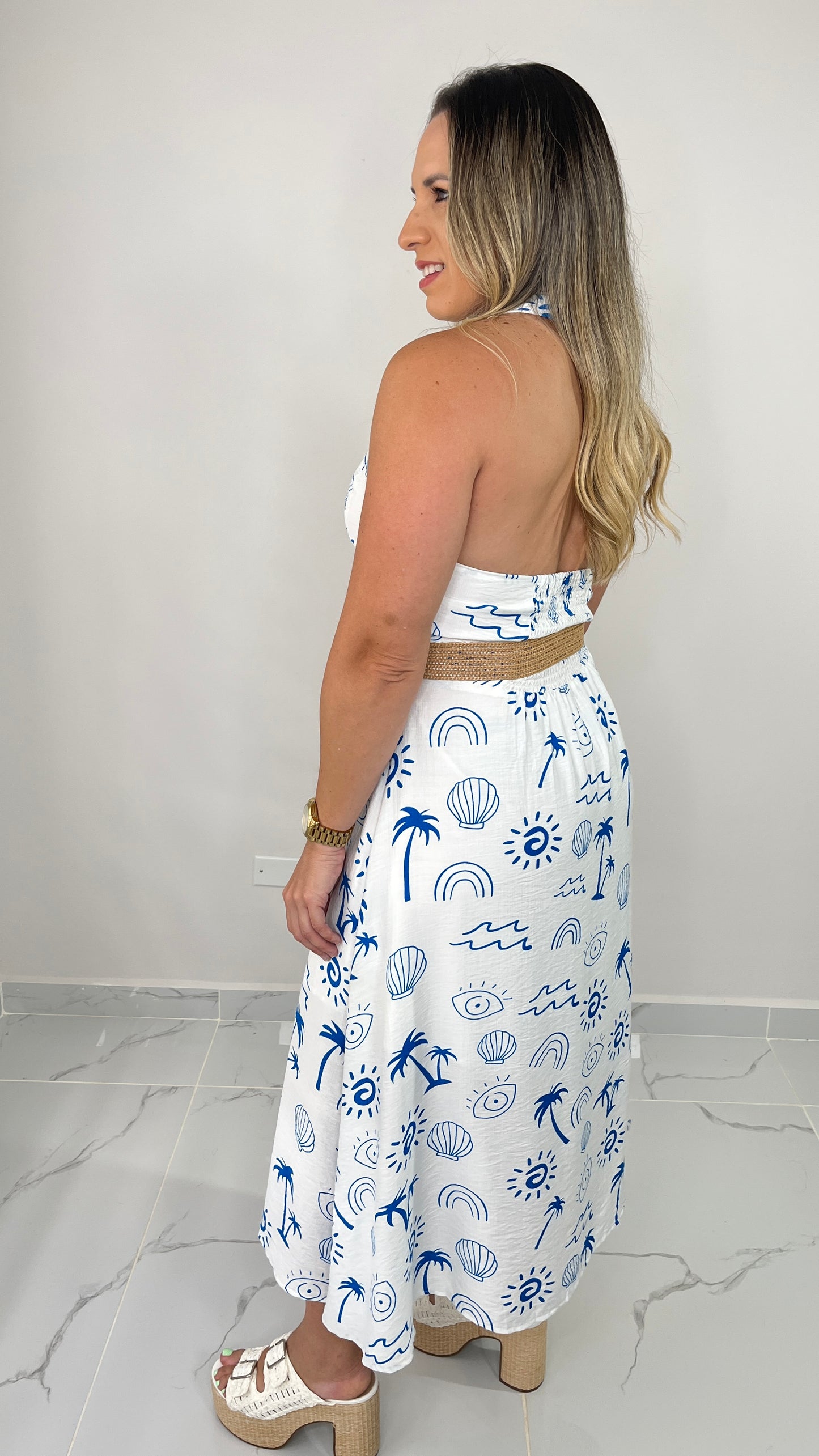 Off White Dress with Belt