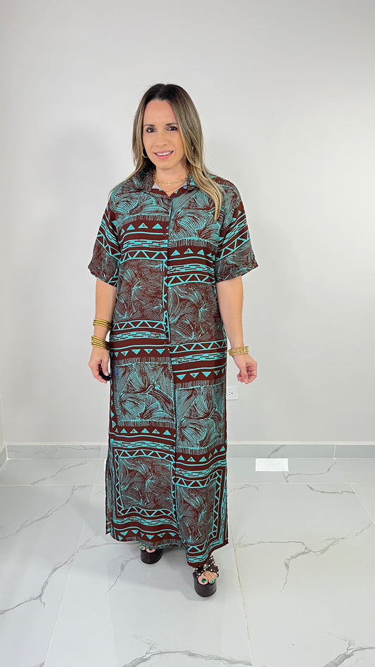 Brown Multi Shirt Dress