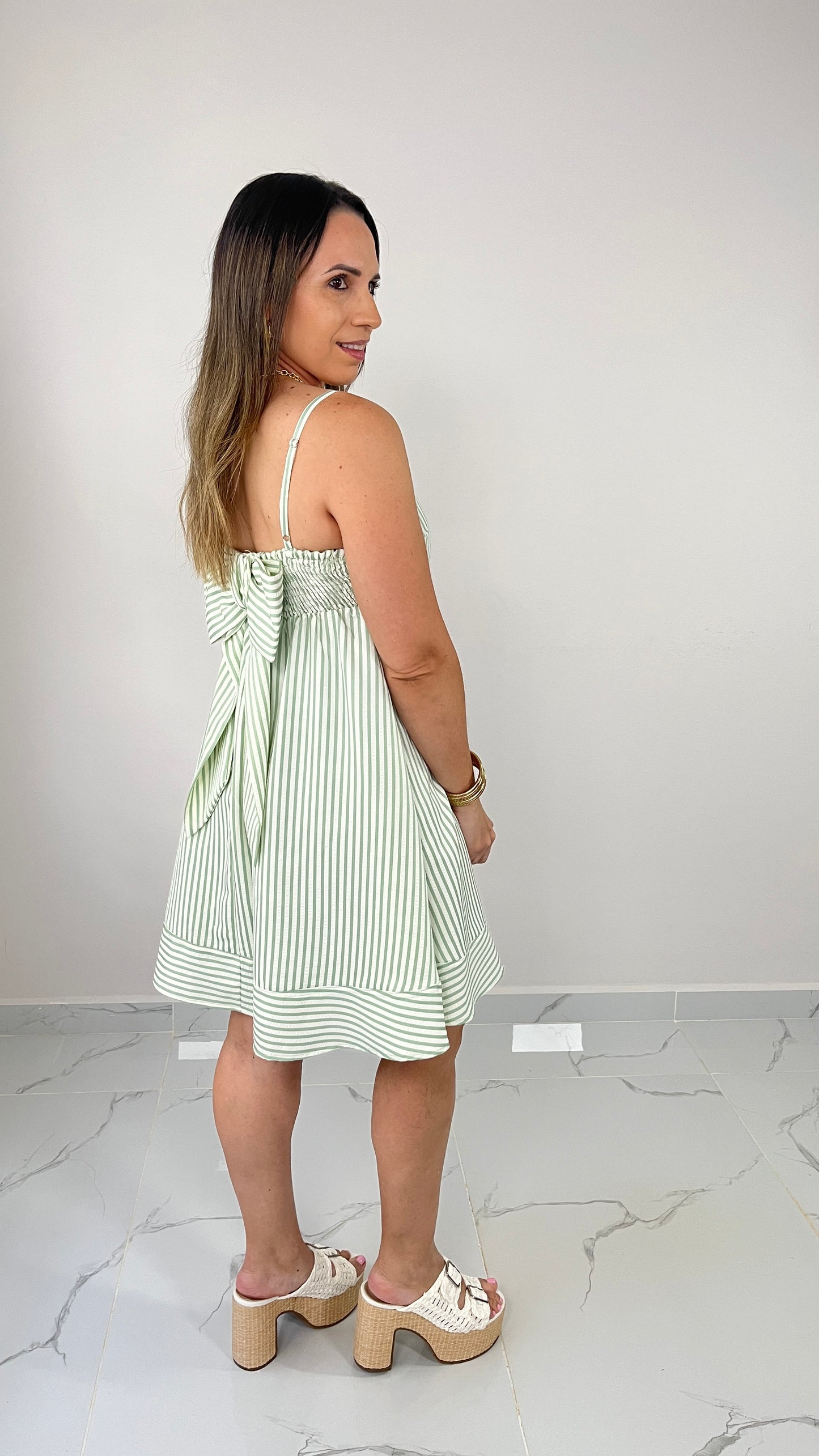 Sage Stripe Dress