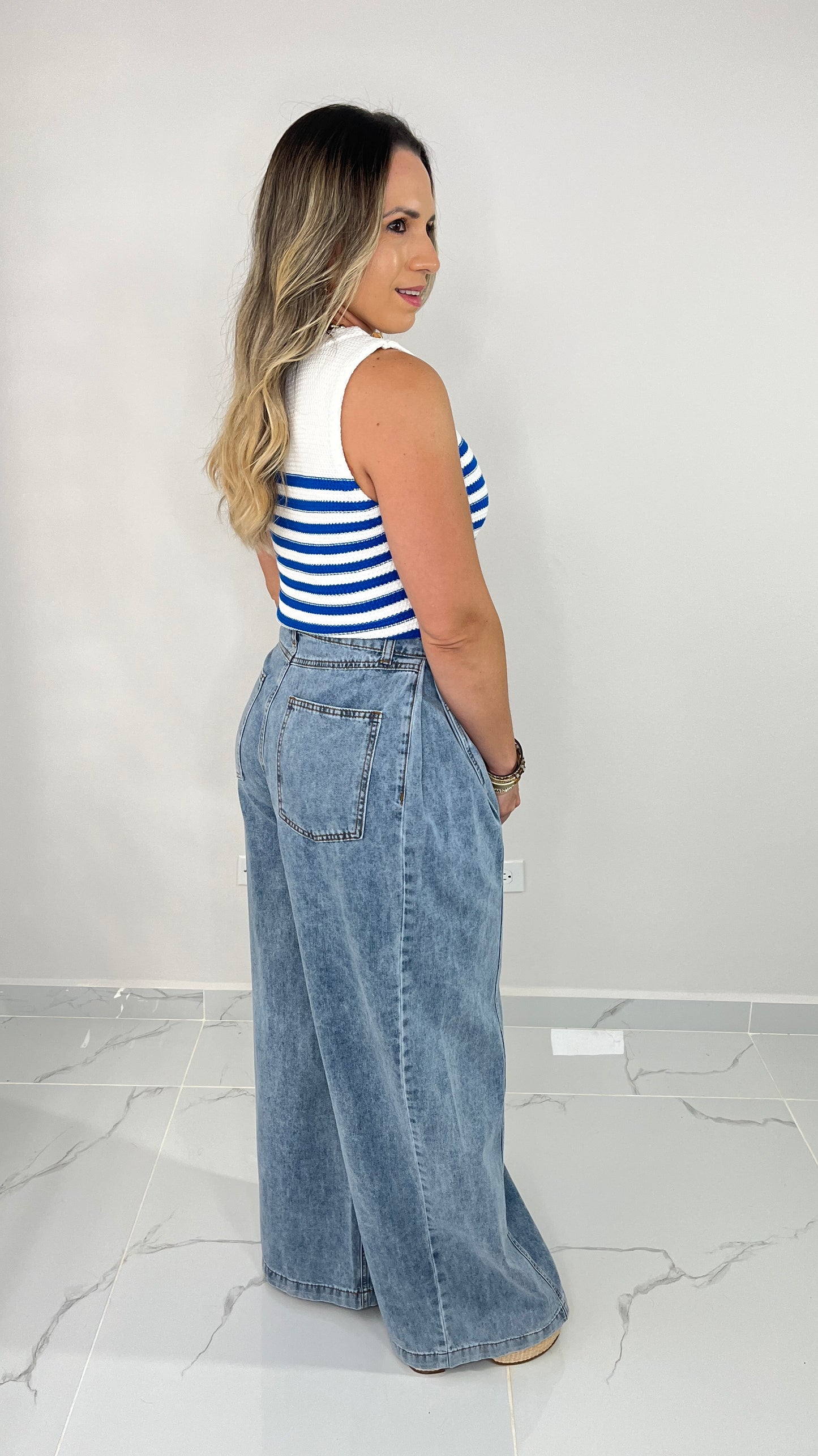 Blue Striped Top