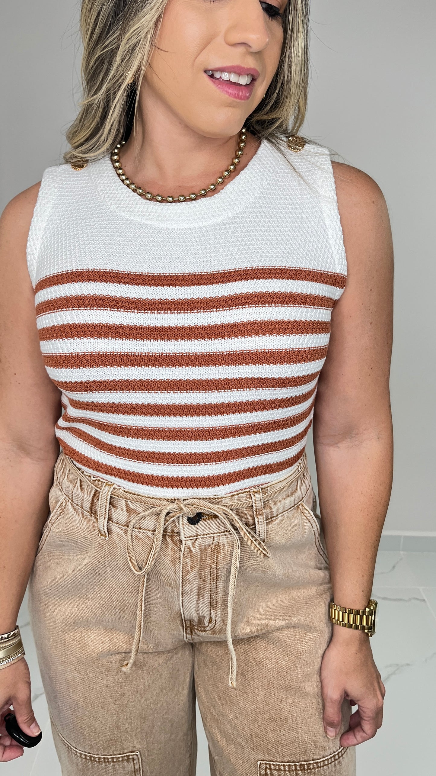 Terracota Striped Top