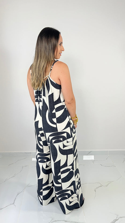 Black Print Jumpsuit