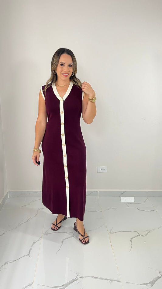 Maxi Dress with Belt ( plum)