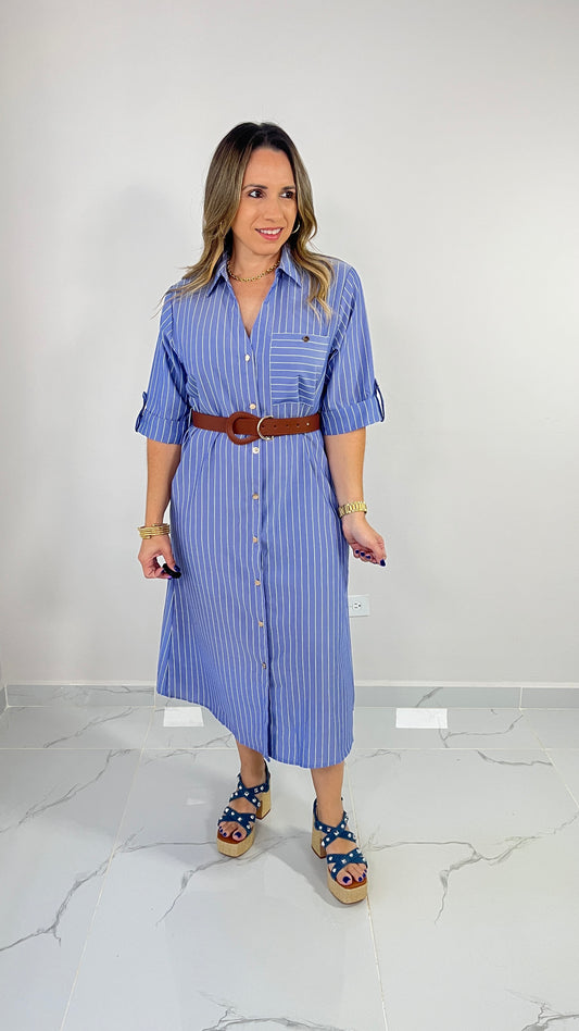 Button Down Dress with Belt
