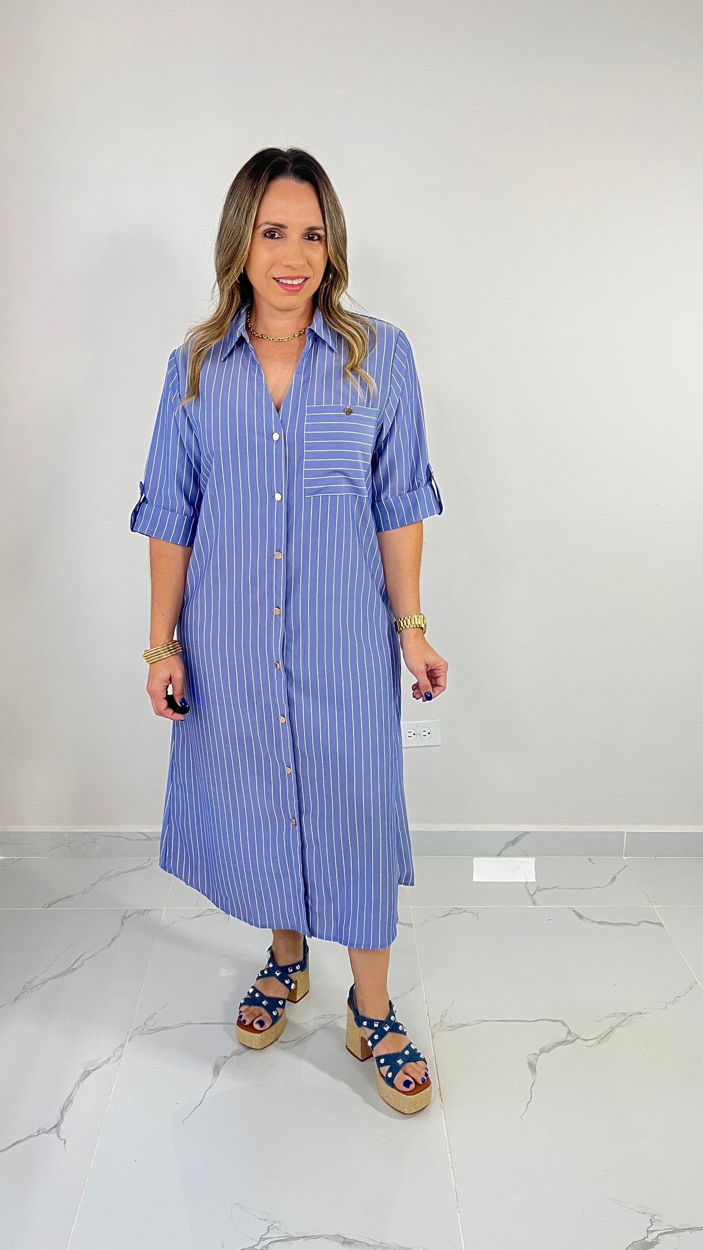 Button Down Dress with Belt